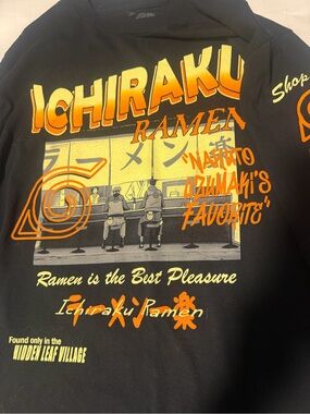 Ichiraku Ramen Naruto Graphic Tee - Black with Orange & Yellow Print
